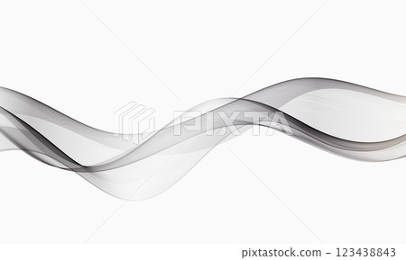 Flow of wavy silver lines. Abstract background of gray wave 123438843