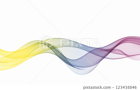 Wave abstract element with colorful gradient lines. Curved flow of wave movement. 123438846