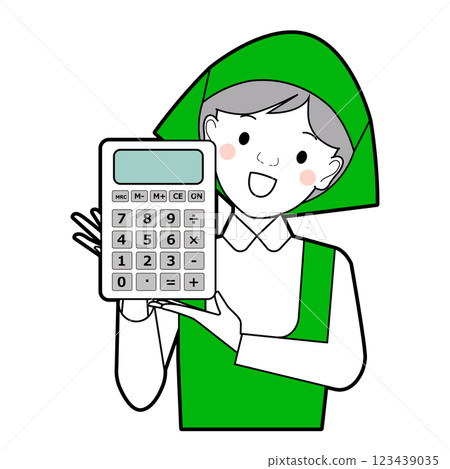Salesperson with a calculator 123439035