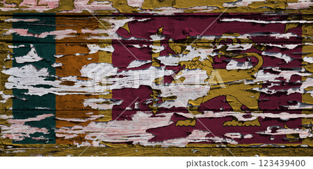 Flag of Sri Lanka painted on a wooden board 123439400