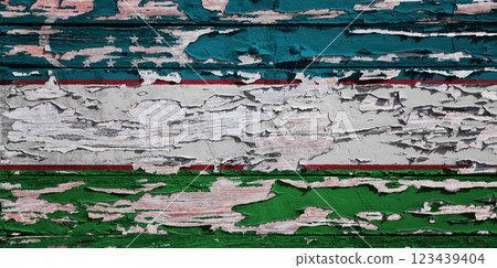 Flag of Uzbekistan painted on a wooden board Flag of Uzbekistan painted on a wooden board 123439404