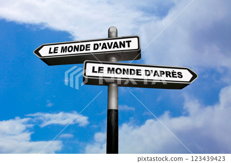 The world before or The world after - French direction signs The world before or The world after - French direction signs 123439423