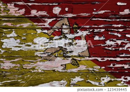 Flag of Sicilia painted on a wooden board 123439445