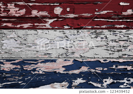 Flag of the Netherlands painted on a wooden board 123439452
