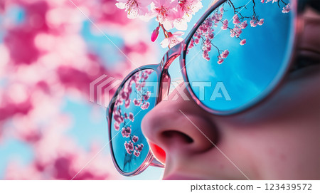 透過太陽眼鏡與櫻花自拍——很酷… 123439572