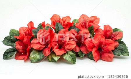 Bright red azalea bouquet 123439856