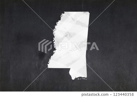 Map of the State of Mississippi drawn on a blackboard Map of the State of Mississippi drawn on a blackboard 123440358