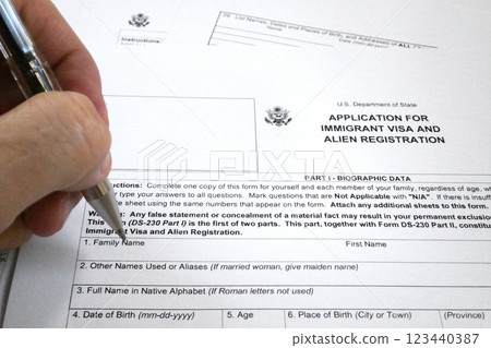 US application form for immigrant visa and alien registration 123440387