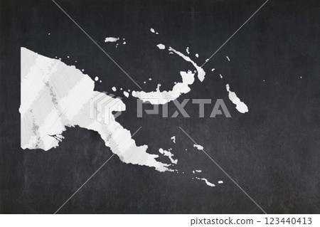 Map of Papua New Guinea drawn on a blackboard 123440413