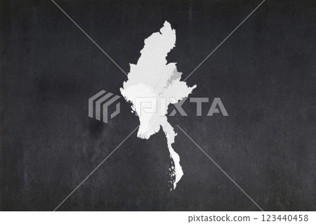 Map of Myanmar drawn on a blackboard Map of Myanmar drawn on a blackboard 123440458