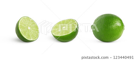 Lime collection. Fresh organic lime set isolated 123440491
