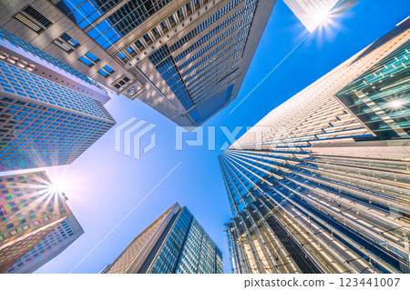 Tokyo cityscape in Japan. Warm sunshine like spring... Looking at the business district from the "Otemachi Station" intersection... A ray of hope 123441007