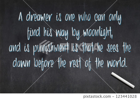 A dreamer is one who can only find his way by moonlight, and is punishment is that he sees the dawn before the rest of the world - Quote from Oscar Wilde 123441028