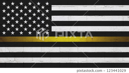 American dispatchers support flag painted on a wall 123441029