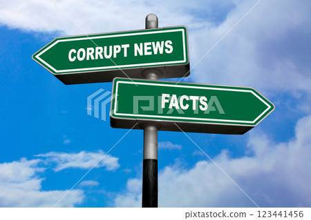 Corrupt News or Facts - Direction signs 123441456