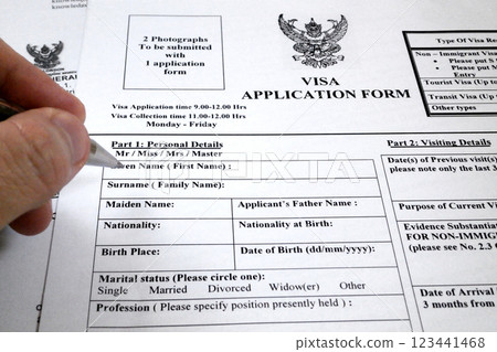 Visa application form to travel to Thailand 123441468