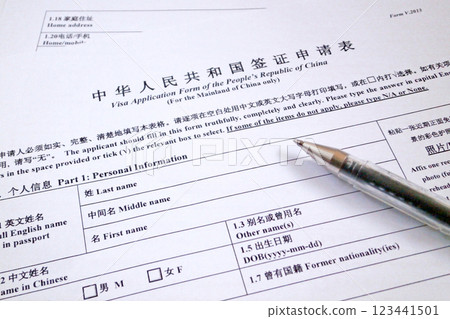 Chinese Visa application form 123441501