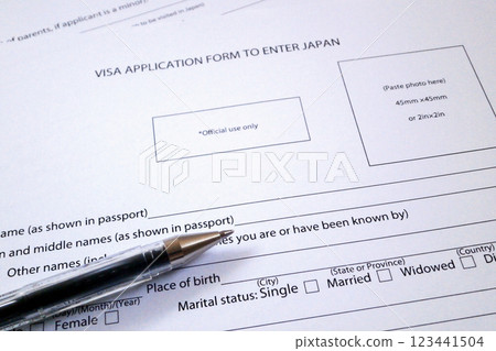 Japanese visa application form 123441504