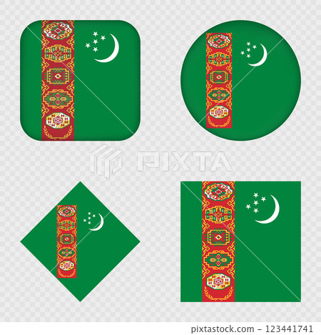 Turkmenistan Flag Icons Pack. Vector illustration. Turkmenistan Flag Icons Pack. Vector illustration. 123441741