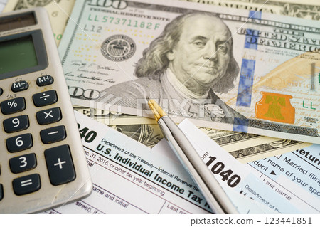 Tax form 1040 U.S. Individual Income Tax Return, business finance concept. Tax form 1040 U.S. Individual Income Tax Return, business finance concept. 123441851