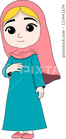 Cute Muslim Girl in Hijab Welcoming the Holy Month of Ramadan Cute Muslim Girl in Hijab Welcoming the Holy Month of Ramadan 123441874