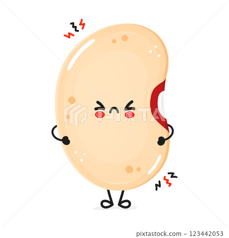 Unhappy Beans Character. Grumpy Legume with Displeasure 123442053