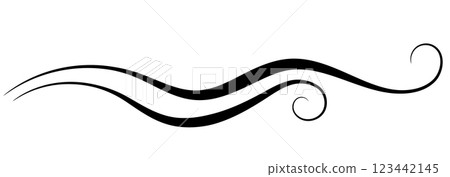 Wave ornament with leaves and abstract lines. Decorative element for decor and text greeting or invitation card design Wave ornament with leaves and abstract lines. Decorative element for decor and text greeting or invitation card design 123442145