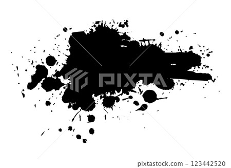 Splatter Paint Texture . Black Spray Blot of Ink. Place illustration Over any Object to Create Grungy Effect . hand drawn. Not AI, Vector 123442520
