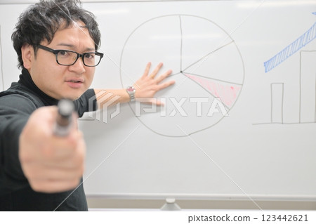 A man giving a presentation A man giving a presentation 123442621
