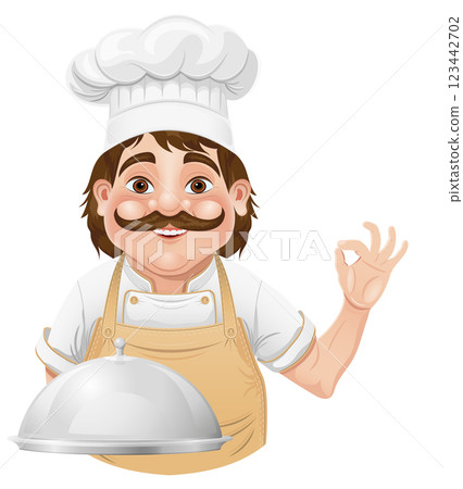 chef man preparing dishes and food in the kitchen vector illustration chef man preparing dishes and food in the kitchen vector illustration 123442702