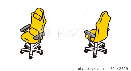 Simple isometric illustration of a gaming chair seen from the front and back 123442719