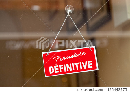 Permanent closure - Sign in French Permanent closure - Sign in French 123442775