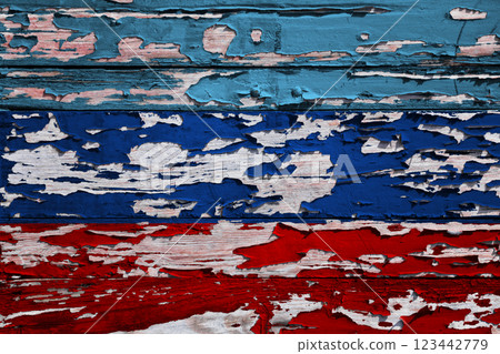 Flag of the Luhansk People's Republic painted on a board 123442779