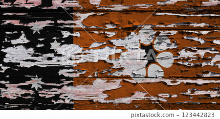 Flag of the Northern Territory painted on a wooden board 123442823