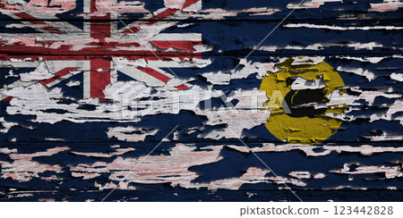Flag of Western Australia painted on a wooden board 123442828