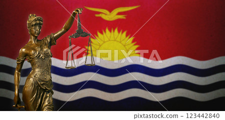 Lady Justice before a flag of Kiribati 123442840