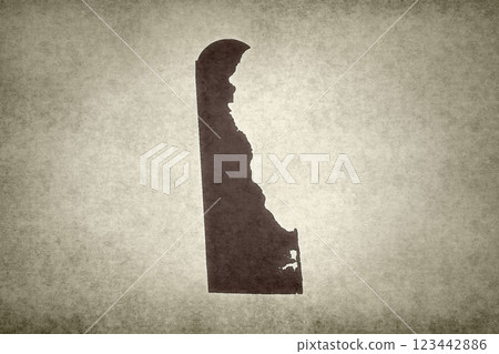 Map of Delaware printed on an old paper 123442886