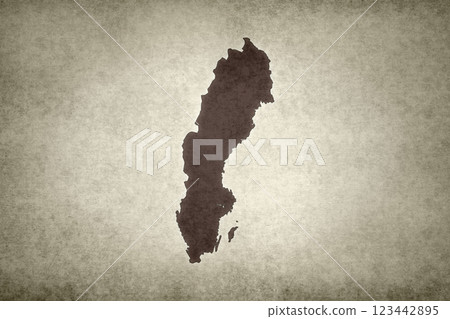 Map of Sweden printed on a paper 123442895
