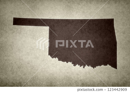 Map of the state of Oklahoma on an old paper 123442909