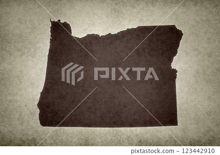 Map of the state of Oregon on an old paper 123442910