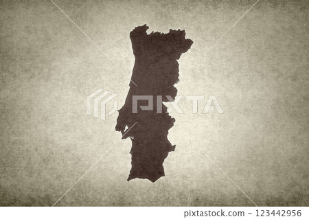 Map of Portugal on a paper 123442956