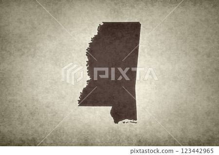 Map of Mississippi on a paper 123442965