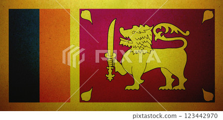 Flag of Sri Lanka printed on a paper 123442970