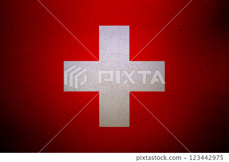 Flag of Switzerland printed on a paper 123442975