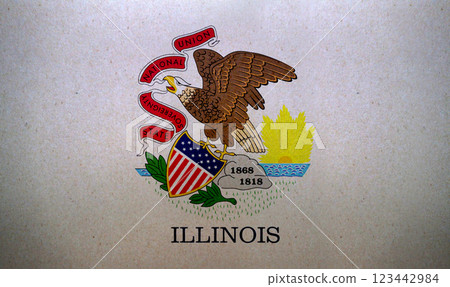 Flag of Illinois printed on a paper 123442984