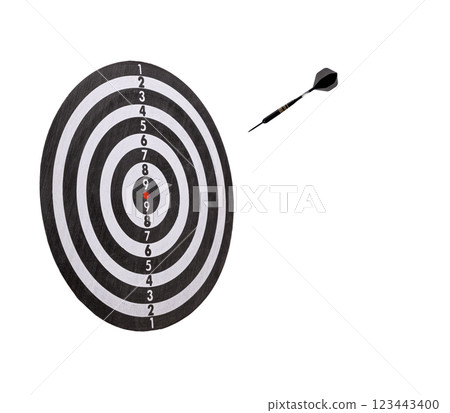 A sharp black dart is cutting through the air and will hit the target. A sharp black dart is cutting through the air and will hit the target. 123443400