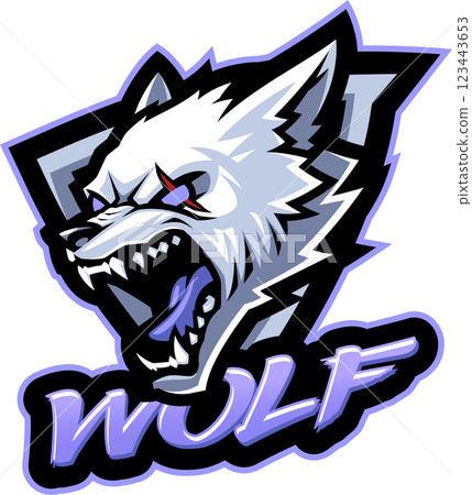 Wolf head esport mascot logo design 123443653