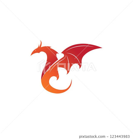 dragon flat color logo template vector 123443983