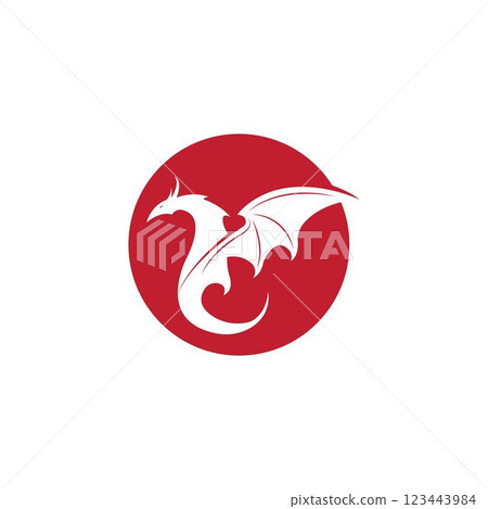 dragon flat color logo template vector 123443984