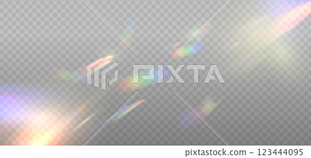 Rainbow reflection light prism effect on light gray background. Hologram glass dispersion, crystal flare leak shadow overlay. Vector overlay illustration Rainbow reflection light prism effect on light gray background. Hologram glass dispersion, crystal flare leak shadow overlay. Vector overlay illustration 123444095